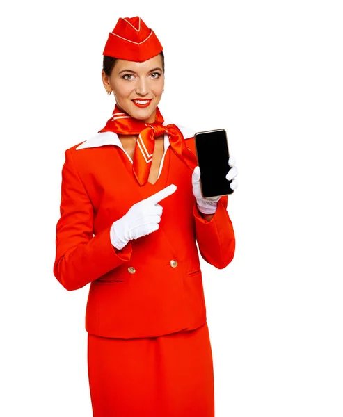 Young beautiful Russian stewardess in uniform — Stock Photo, Image