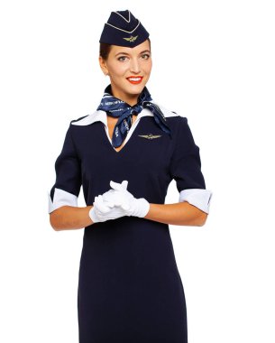 Rusya, Samara: 22 Ekim 2019. Rus hostes giyinmiş.