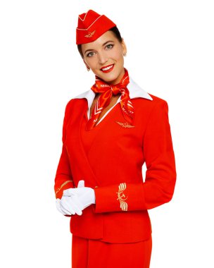 Rusya, Samara: 22 Ekim 2019. Rus hostes giyinmiş.