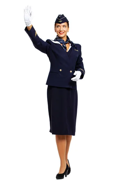 Росія, Самара: 22 жовтня 2019. Російська стюардеса, одягнена в о. — стокове фото