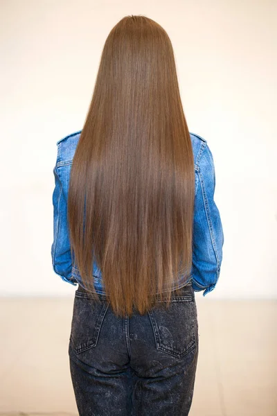 Feminino Cabelo longo morena, visão traseira — Fotografia de Stock