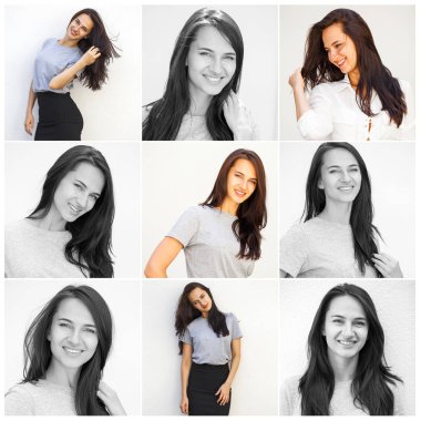 Gri tişörtlü mutlu esmer kadınlar