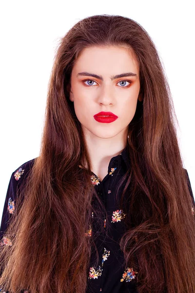 Maquillaje Belleza Cara Femenina Retrato Cerca Una Joven Hermosa Modelo — Foto de Stock