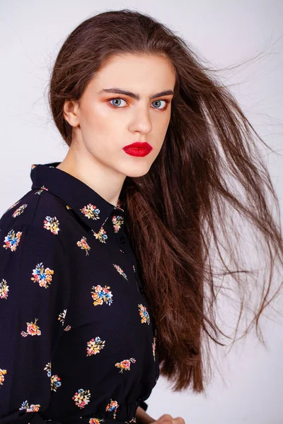 Maquillaje Belleza Cara Femenina Retrato Cerca Una Joven Hermosa Modelo — Foto de Stock