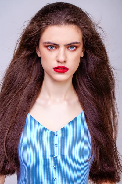 Maquillaje Belleza Cara Femenina Retrato Cerca Una Joven Hermosa Modelo — Foto de Stock