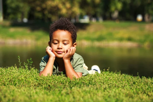 Primer Retrato Niño Pequeño Parque Otoño —  Fotos de Stock