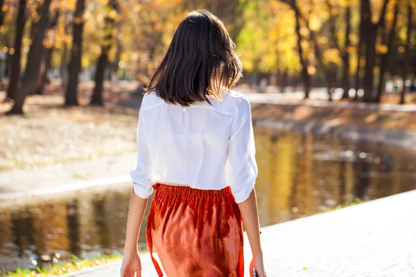 Arka manzara esmer saç modeli, yaz parkı açık hava.