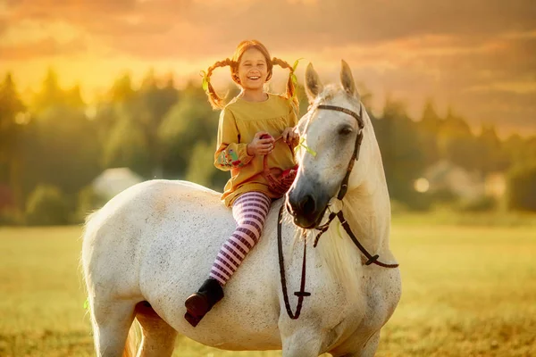 Pippi Meia-calça com seu cavalo — Fotografia de Stock