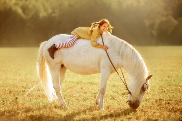 Pippi Calze lunghe con il suo cavallo — Foto Stock