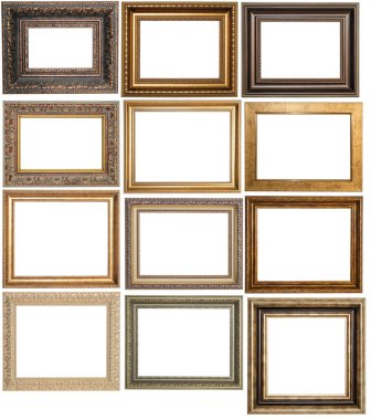 Beyaz arkaplanda 12 altın çerçeve vurgulandı