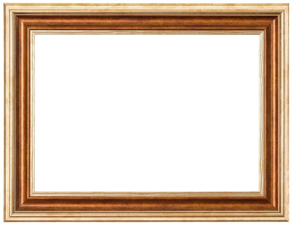 Brown Frame Golden Rim Isolated White Background — Stock Photo, Image