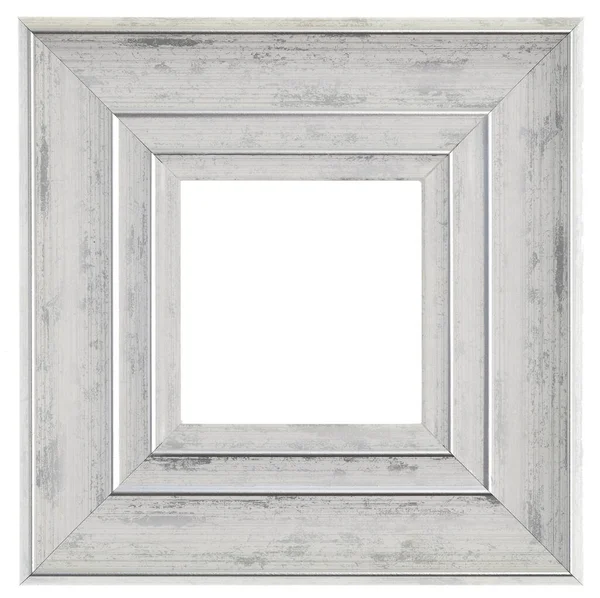Zilveren Frame Geïsoleerd Witte Achtergrond — Stockfoto