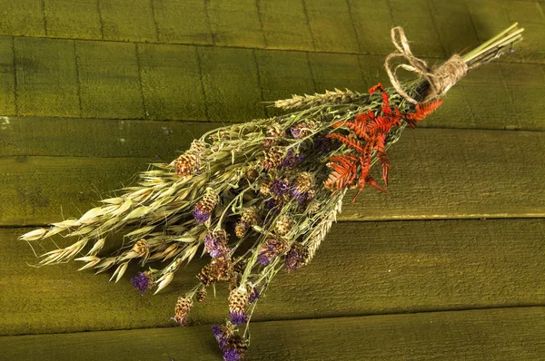 Bos Wilde Weide Zomer Boeket Die Rustieke Boeket Gedroogde Bloemen — Stockfoto