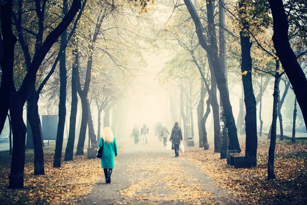 2018年11月乌克兰基辅波地勒地区秋季城市景观公园 — 图库照片