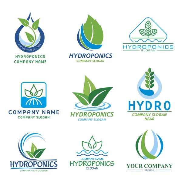 Hydroponics logo uppsättning — Stock vektor