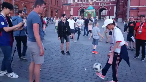 Jun 2018 Moscú Rusia Diversión Juega Fútbol Calle — Vídeos de Stock