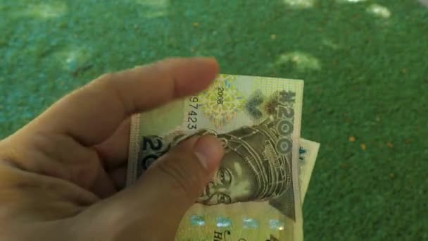 Authentifizierung einer Banknote per Hand — Stockvideo