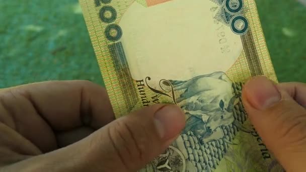 Аутентификация банкноты вручную — стоковое видео