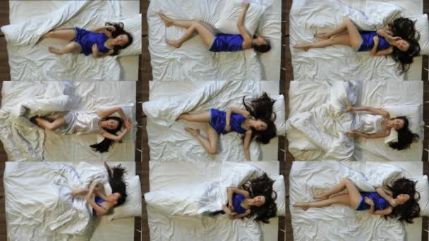 Красива жінка в ліжку вдома — стокове відео
