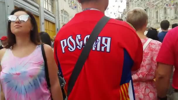 Jul 2018 Moscow Rússia Homem Shirt Russa Época Campeonato Mundial — Vídeo de Stock