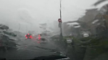 Aşırı hava yağmur fırtına araba Video sürüş