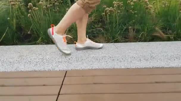 Womans Legs Walking On Path — Stock Video