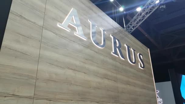 Vadonatúj Aurus logó a falon — Stock videók