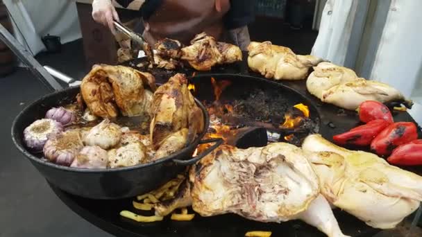 Bbq kylling på en grill – Stock-video