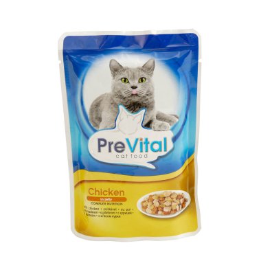 Jöle, torbalar içinde kedi maması prevital tavuk.