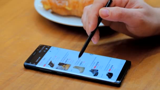 Adam Aliexpress App üzerinde kullanma smartphone — Stok video