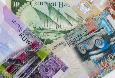Kuveyt Dinarı banknotların arka plan.