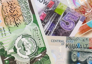 Kuveyt Dinarı banknotların arka plan.