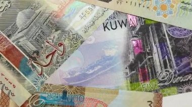 Kuveyt Dinarı banknotların arka plan.