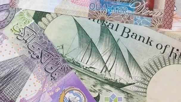 Kuveyt Dinarı banknotların arka plan. — Stok video