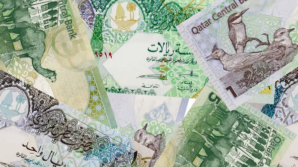 Zestaw banknotów Katar Riale. — Zdjęcie stockowe