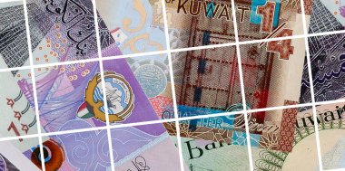 Kuveyt Dinarı banknotların arka plan.