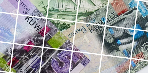 Kuvajtský Dinár bankovky pozadí. — Stock fotografie