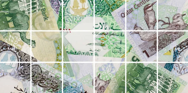 Uppsättning av Qatar riyals sedel. — Stockfoto