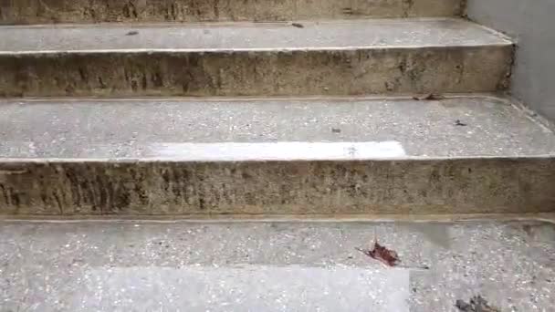 Высокая лестница с калориями, потерянными во время восхождения — стоковое видео
