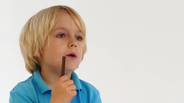 Kid Eating Chocolate — Stock Video