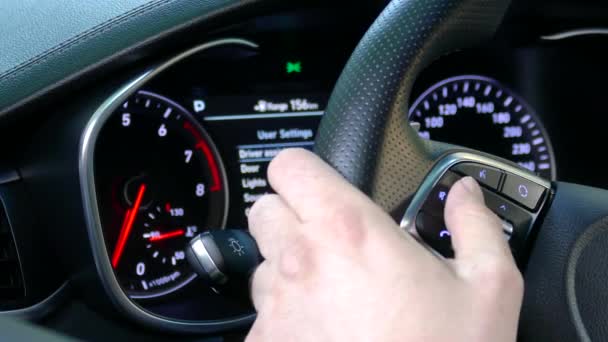 Additional big screen with car control instruments — Stock Video