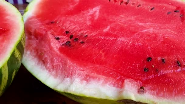 Slices Of Red Watermelon — Stock Video