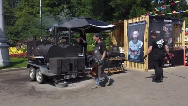 Parkta Vintage gıda kamyon — Stok video