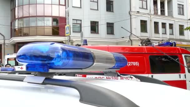 Polizeikreuzer blinkt Sirenenlampen — Stockvideo