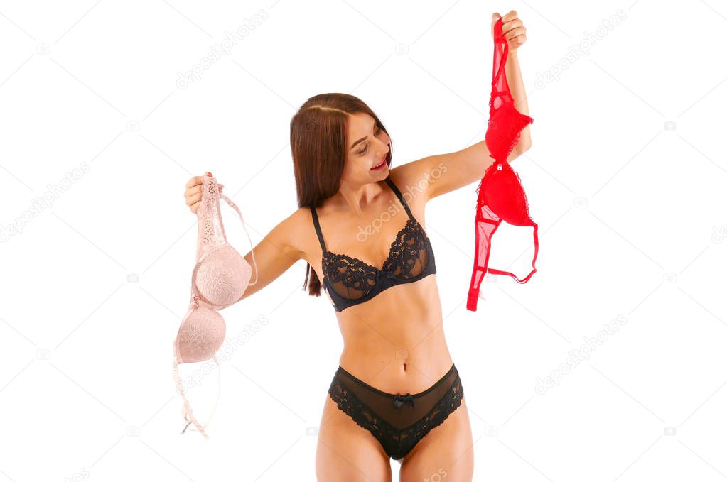 Woman Choosing Bras To Wear