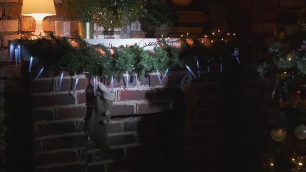Lantern light on Santa Socks — Stock Video
