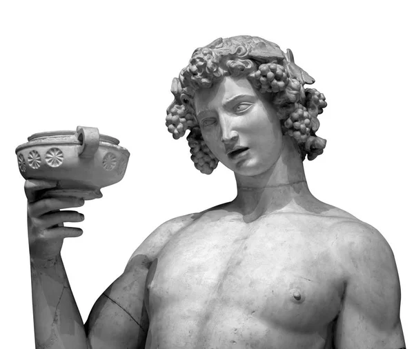 Dionysos Bacchus vin staty stående på vit — Stockfoto
