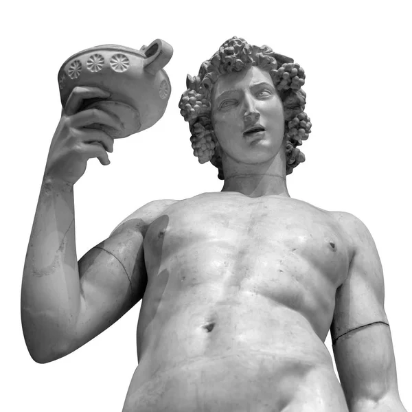 Dionüszosz Bacchus bor szobor portré-fehér — Stock Fotó
