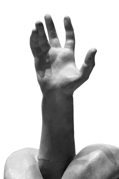 Χέρι κάτω από την ώθηση από κάτω από απομονωμένα σε λευκό — Φωτογραφία Αρχείου