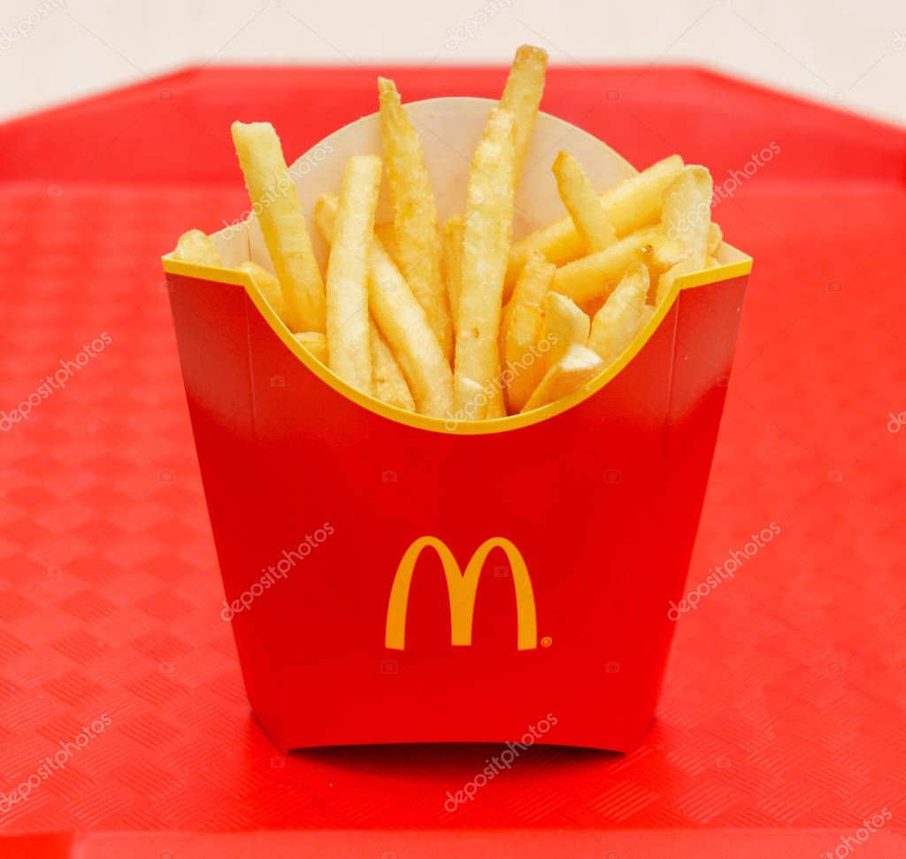 Moscow, Russia, March 15 2018: McDonalds French Fries.